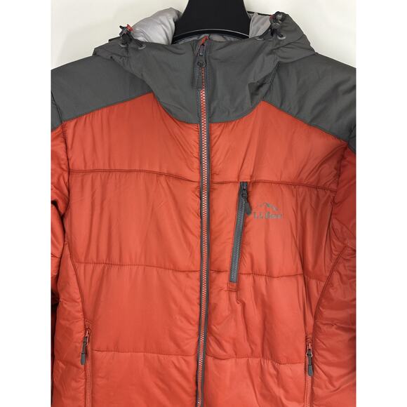 L.L. Bean Packaway Hooded Jacket Men’s Large Orange Gray Full Zip Nylon Puffer - Picture 5 of 9